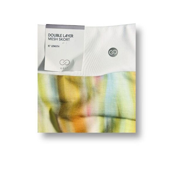 Calia S Green Cream Golf Skort Mesh Double Layer Pocket Stretch Activewear NWT - Picture 2 of 9